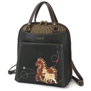 Chala Convertible Backpack Purse - Horse Family